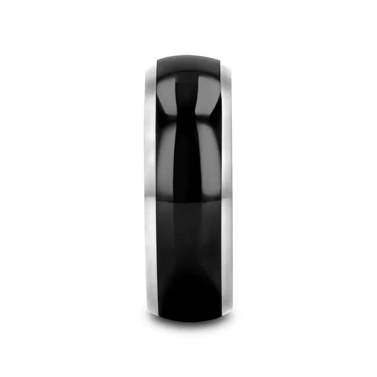 CARRERA Domed Black Ceramic and Tungsten Wedding Band, Comfort Fit — 6mm to 10mm