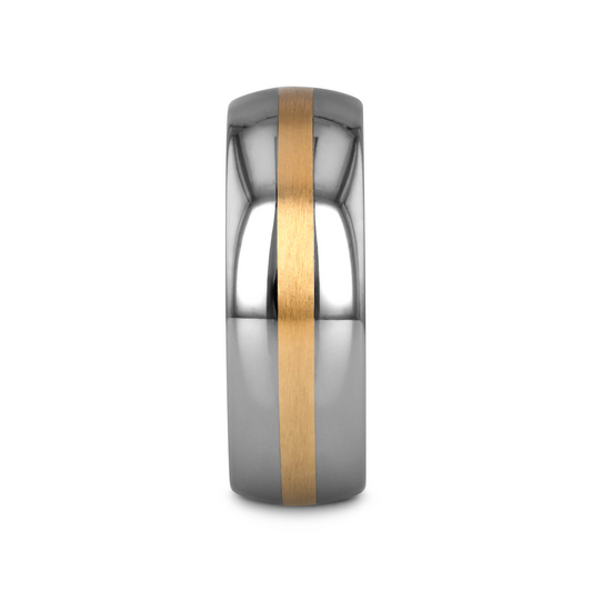 CENTURION 14K Gold Inlaid Domed Tungsten Ring 6mm or 8mm