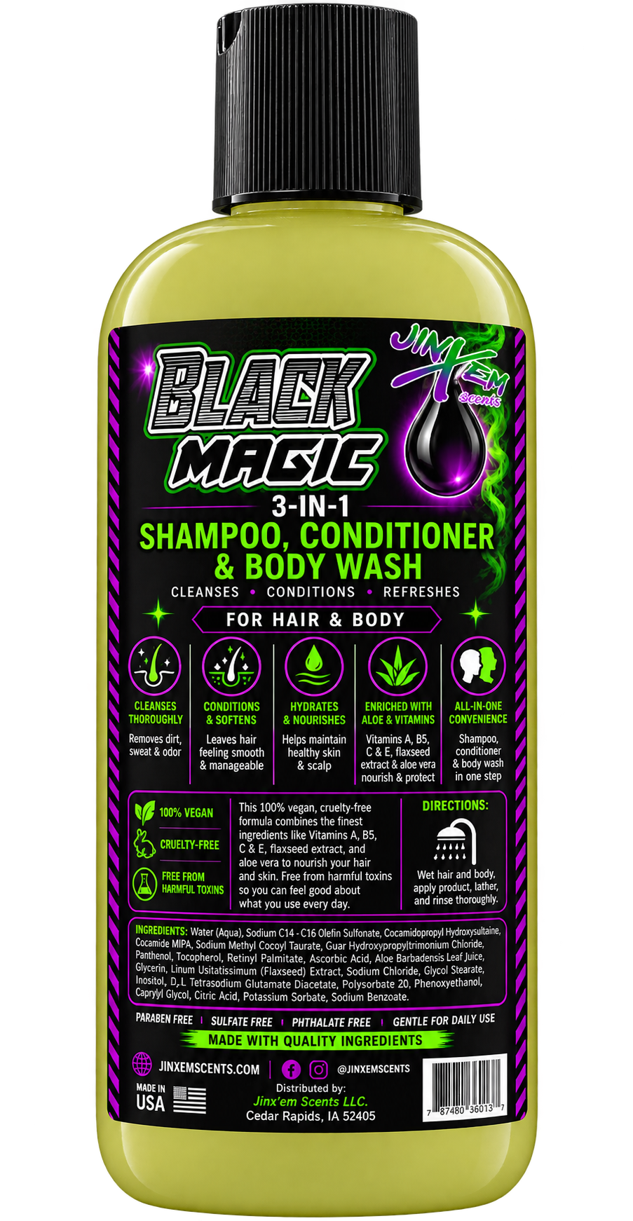 Black Magic 3 in 1 Shampoo/Conditioner/Body Wash Unscented