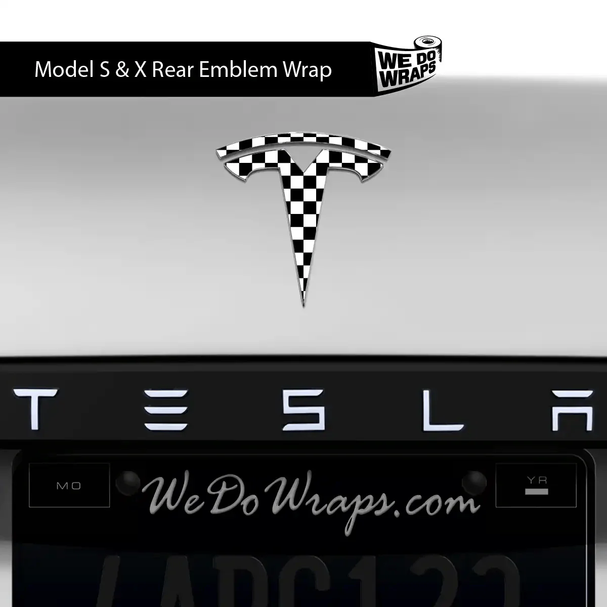 Checkered Tesla Emblem Decals (Front + Back) | Model S