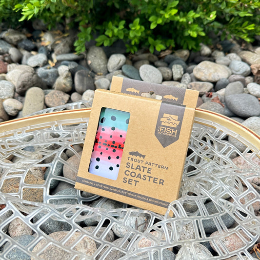 Trout Pattern Slate Coaster Sets