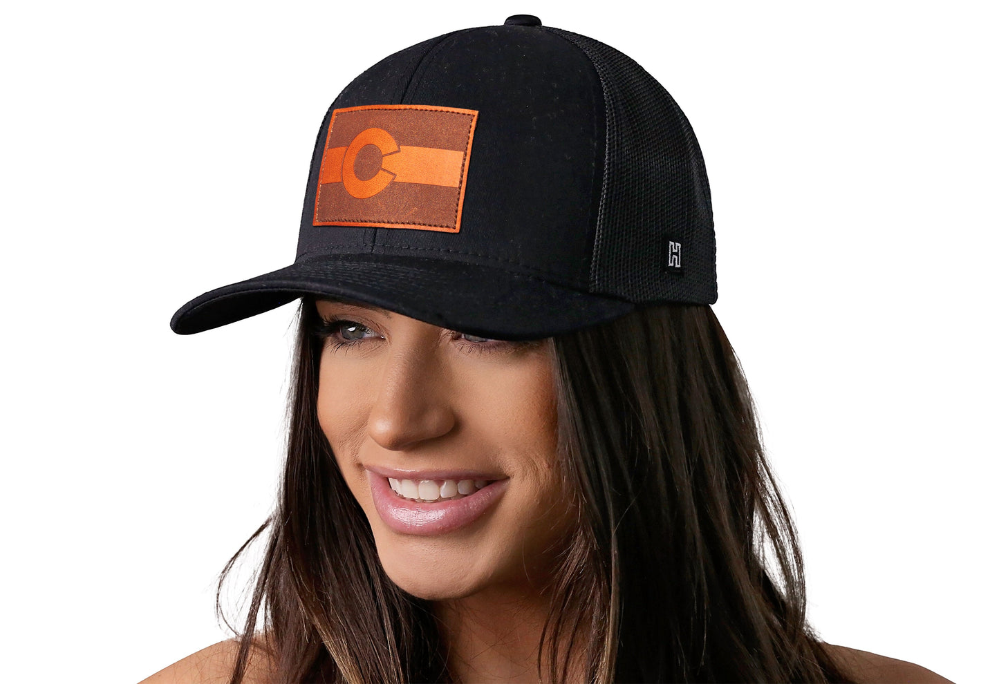 Colorado Flag Trucker Hat Leather | Black CO Snapback