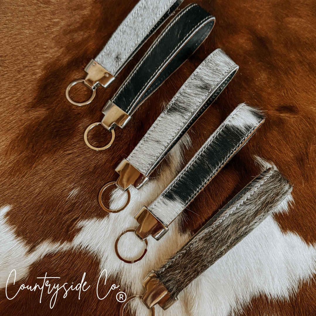 Wyoming Cowhide Wristlet Keychain