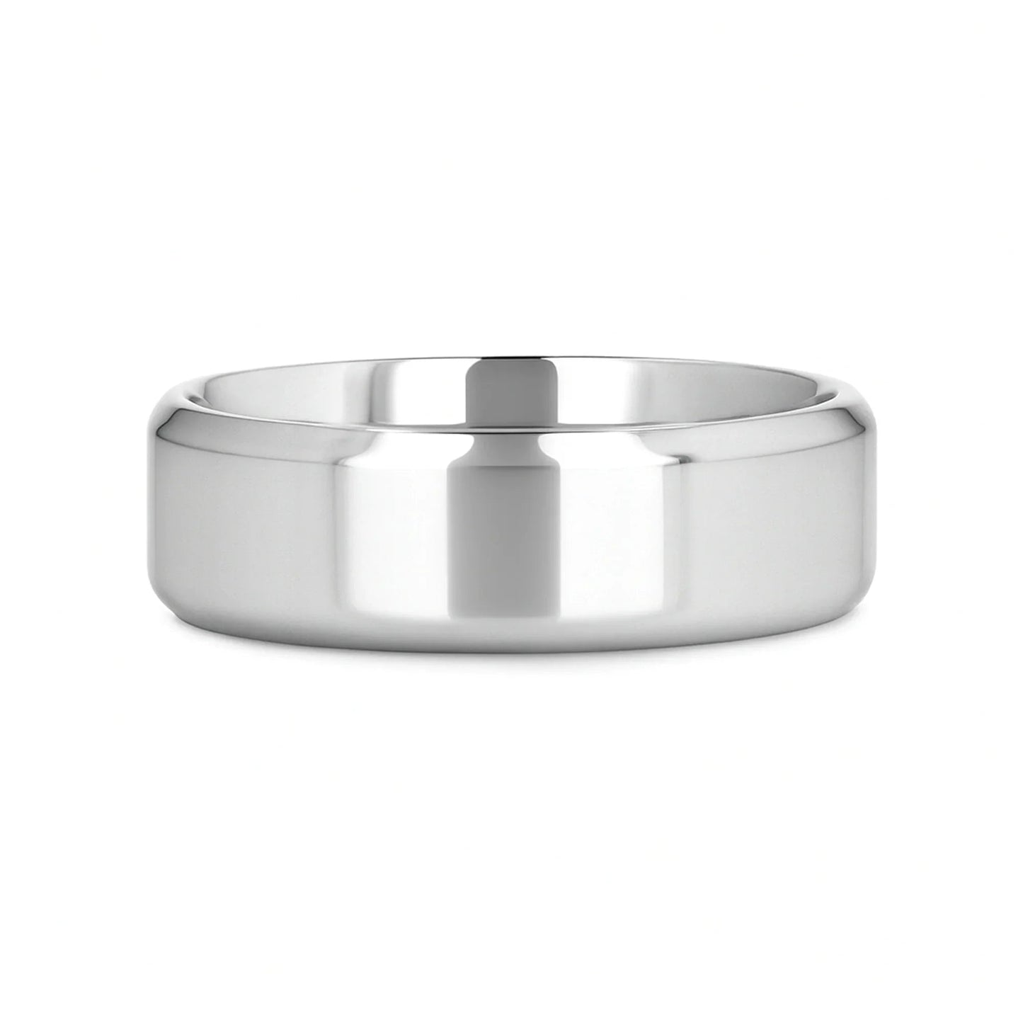 CORONAL Men’s Polished Finish Beveled Edges Titanium Wedding Ring with Raised Center - 6mm & 8mm