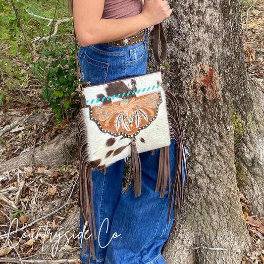 Sierra Cowhide Fringe Concealed Carry Purse