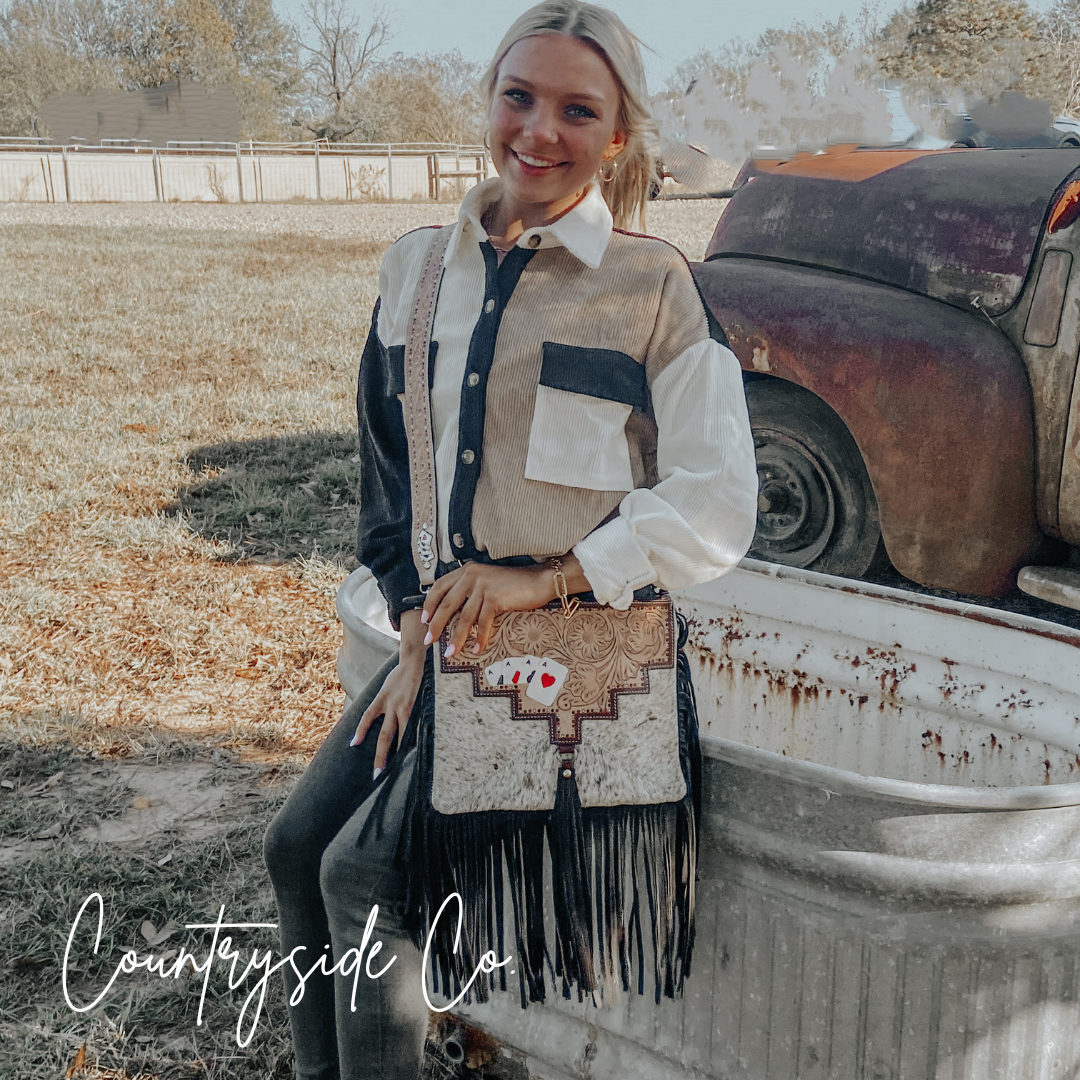 The Gambler Cowhide Fringe Purse
