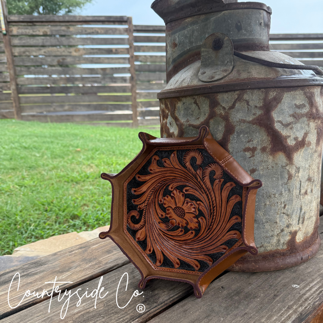 Tooled Leather Tray