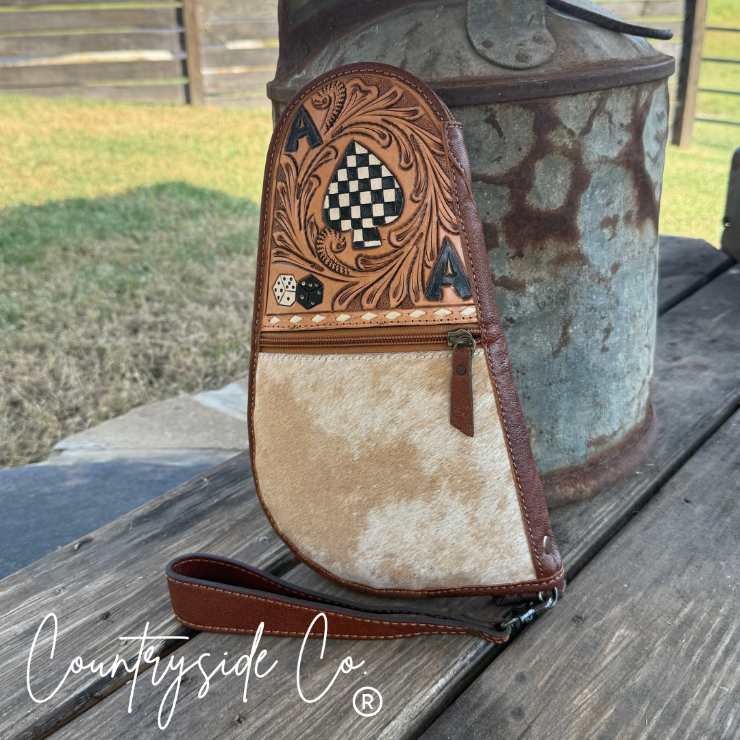 Mesquite Cowhide and Tooled Leather Carry Case