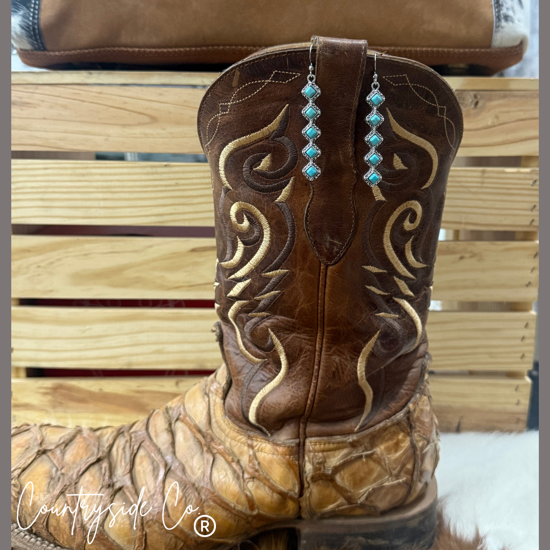 Princess Drop Earrings in Turquoise and White