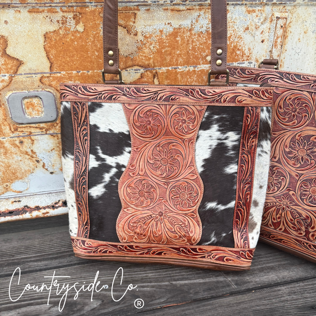 Lucille Conceal Carry Cowhide Leather Tote Purse