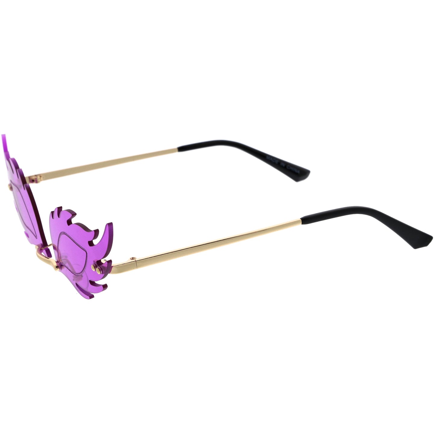 Aesthetically Elegant Fire Bevelled Masquerade Detail Flame Shaped Sunglasses D076