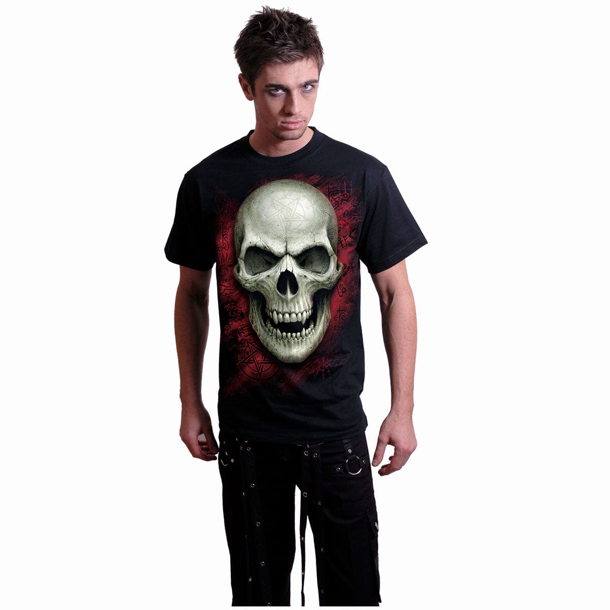 GOTHIC RUNES - GLOW IN THE DARK - Front Print T-Shirt Black