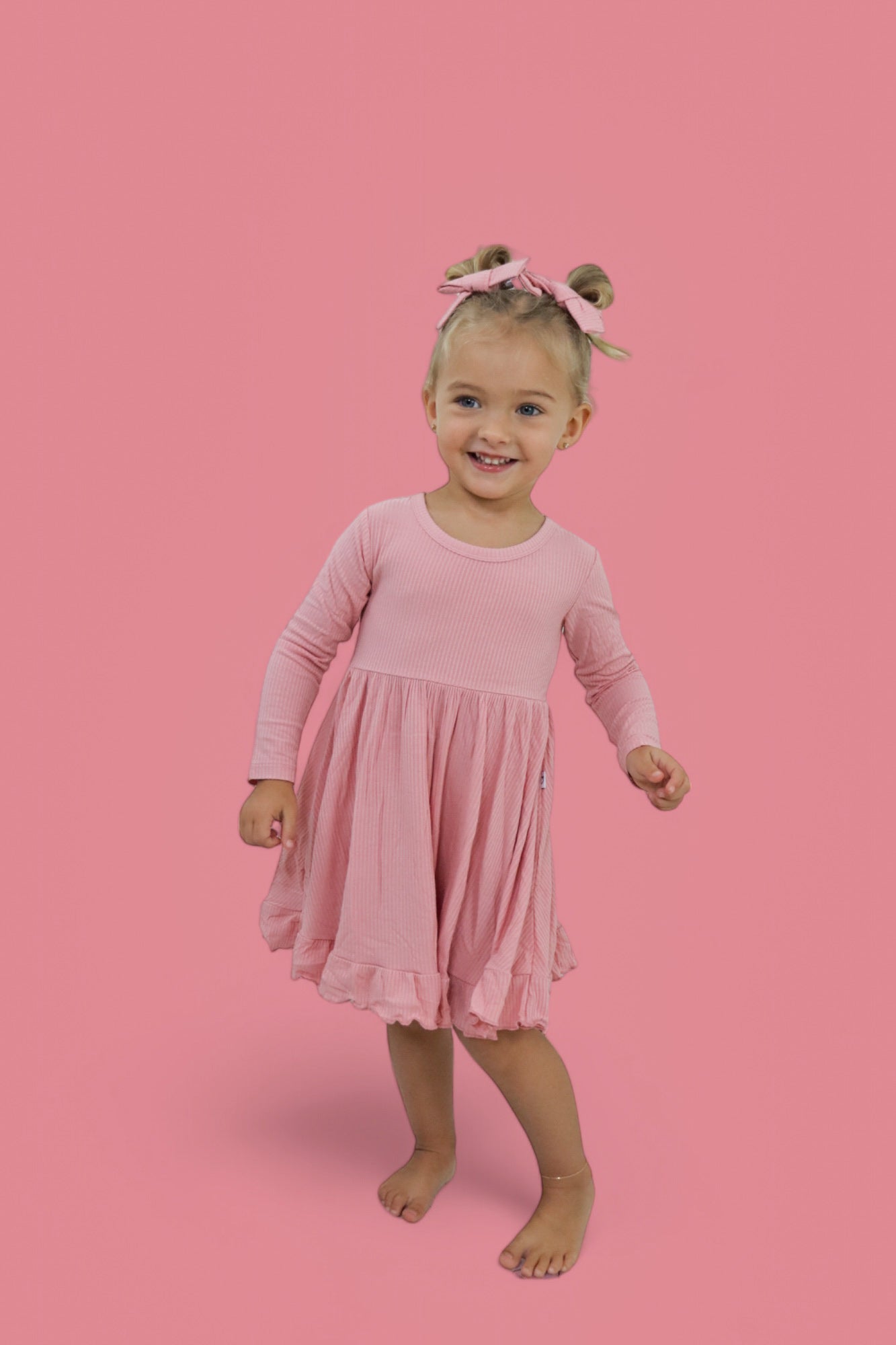 MAUVE RIB DREAM RUFFLE DRESS