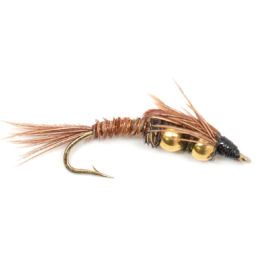 Double Bead Pheasant Tail Nymph Fly Fishing Flies - 6 Flies Hook Size 10