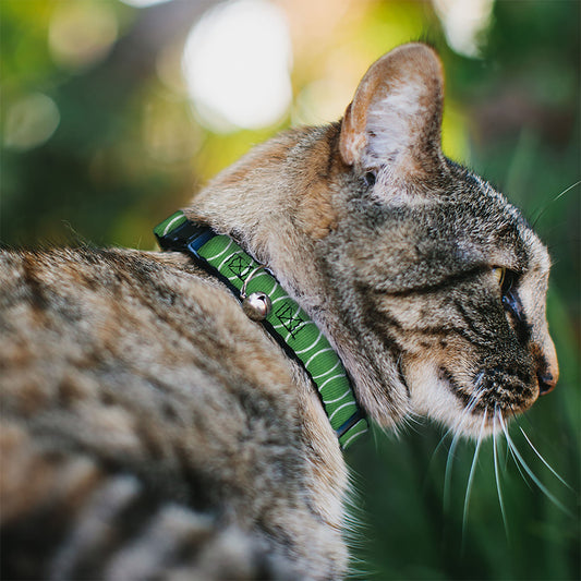 Cat Collar Breakaway - Rings Camo Neon Green White