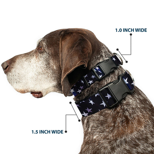 Plastic Clip Collar - American Flag Vivid Stars Blue/White