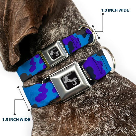 Dog Bone Seatbelt Buckle Collar - Camo Blue