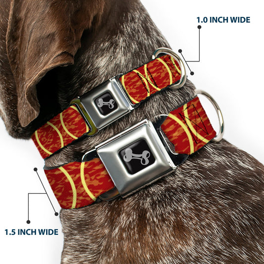 Dog Bone Seatbelt Buckle Collar - Rings Camo Burnt Orange/Yellow