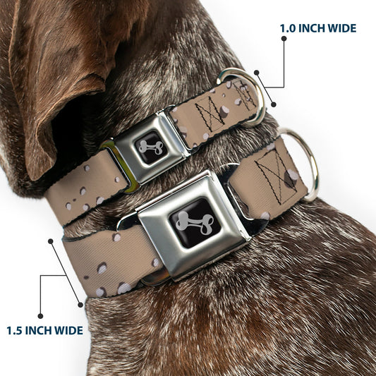 Dog Bone Black/Silver Seatbelt Buckle Collar - Desert Camo Tans/Browns