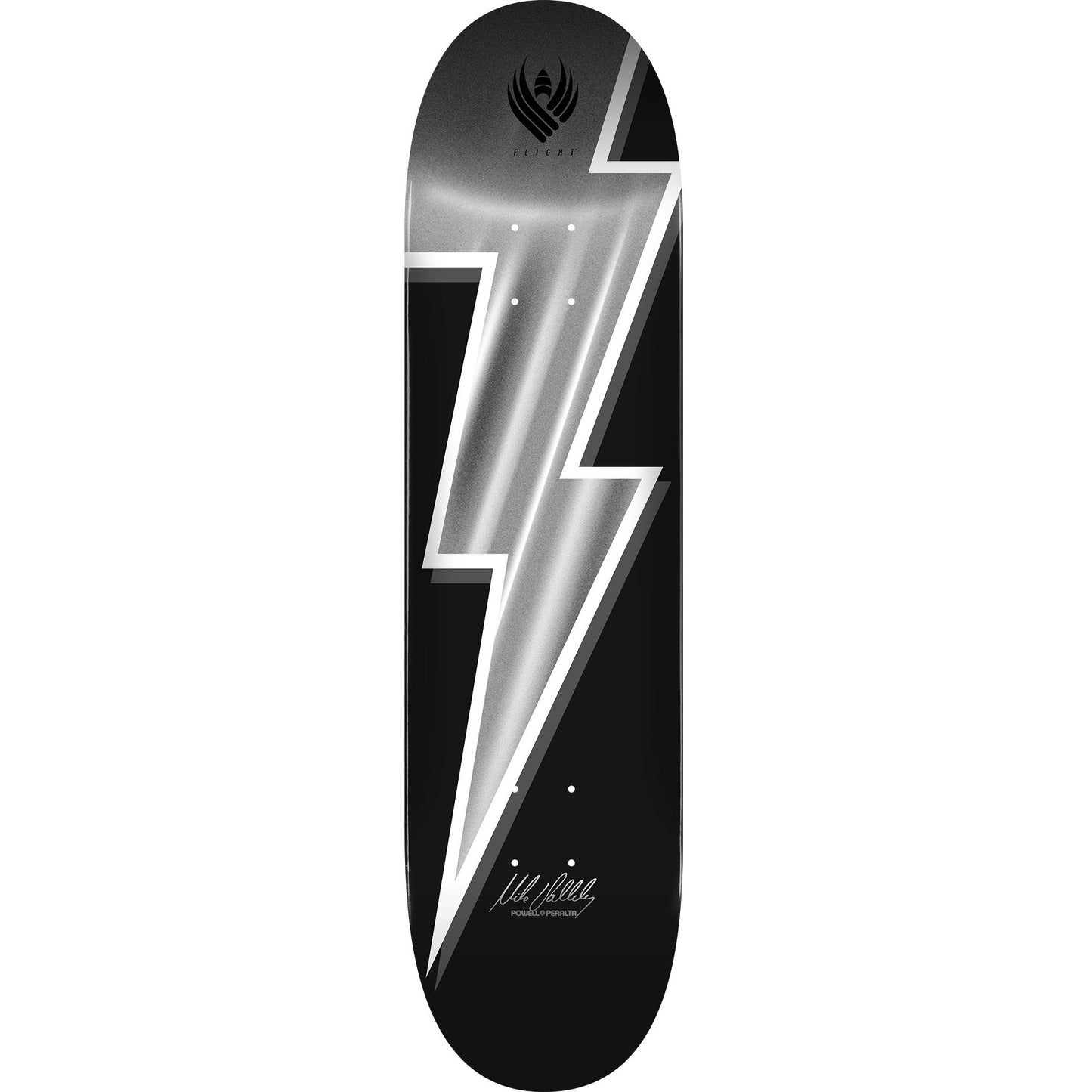 Powell Peralta Mike Vallely Lightning Bolt Flight Skateboard Deck - 8.5″ Silver Foil