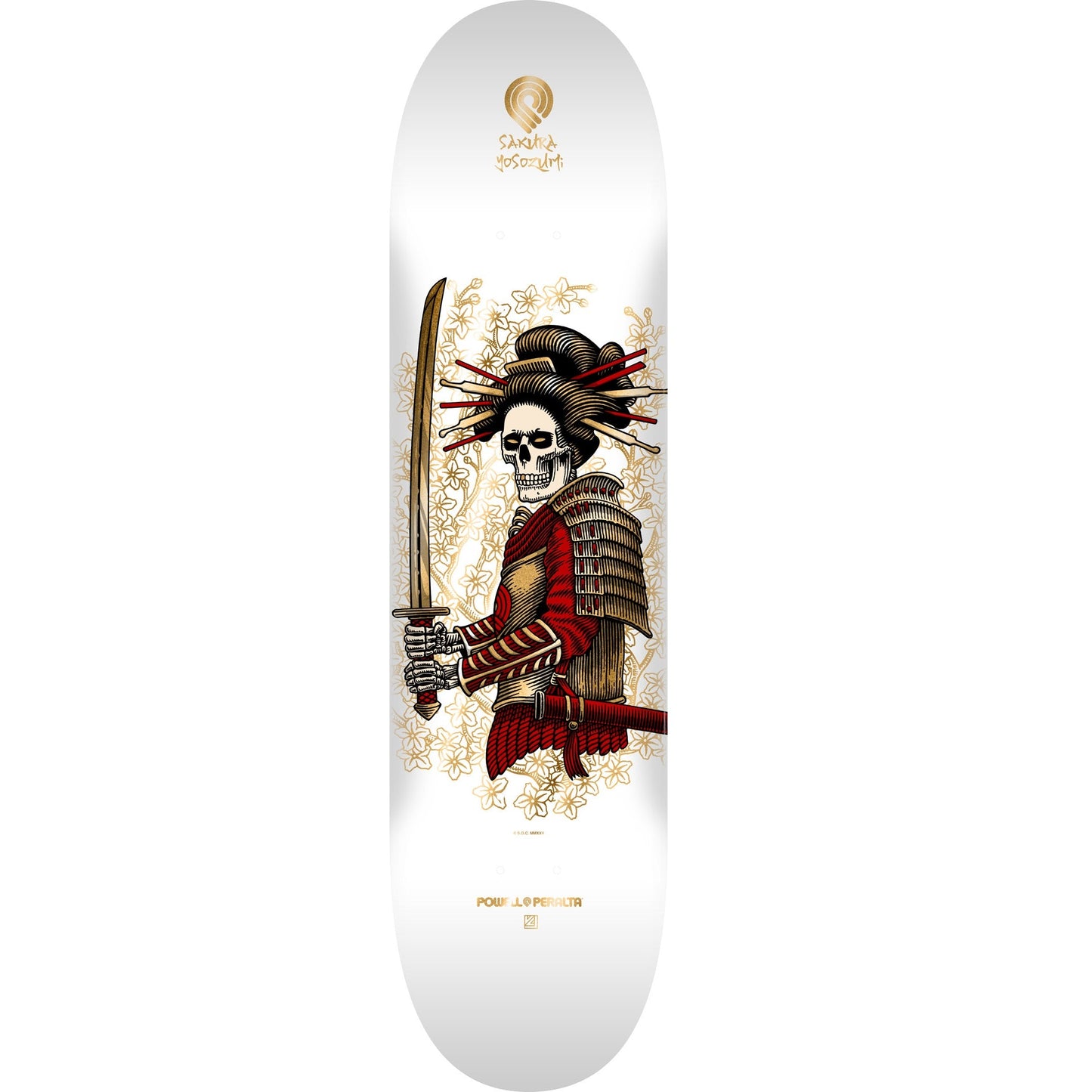 Powell Peralta Yosozumi Onna-Bugeisha Deck - 8″ White/Gold Foil