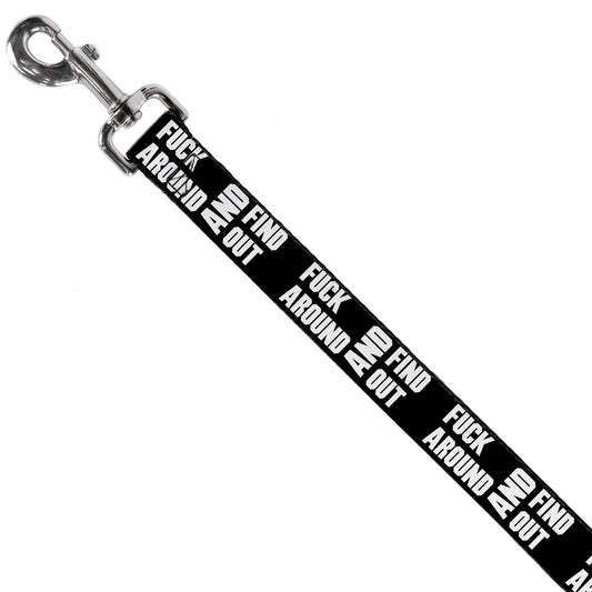 Dog Leash - FAFO FUCK AROUND AND FIND OUT Bold Black/White