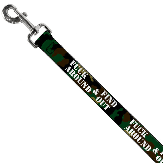 Dog Leash - FAFO FUCK AROUND & FIND OUT Stencil Camo/White