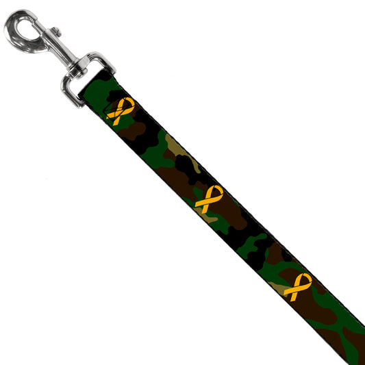 Dog Leash - Support Our Troops Camo Olive/Yellow Ribbon