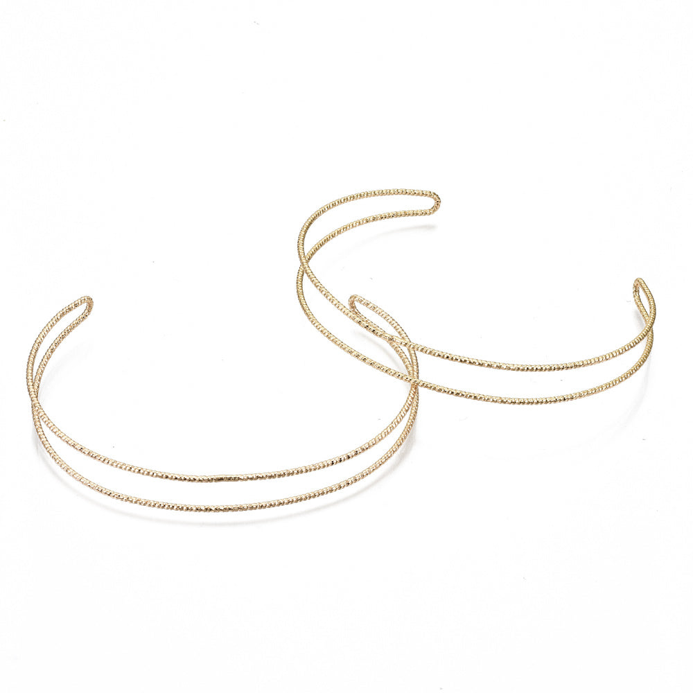 DOUBLE GOLD - Double Band Textured Cuff - Accent Bracelet