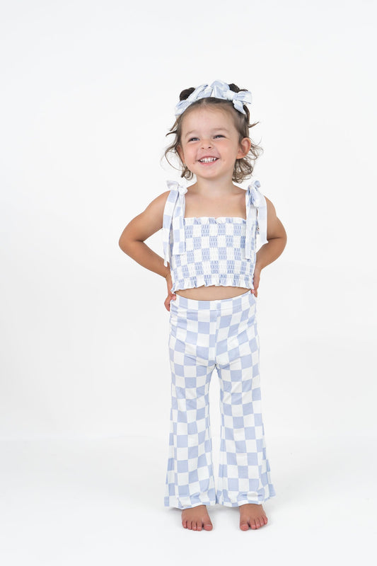 CLOUDY CHECKERS DREAM SMOCKED FLARE SET
