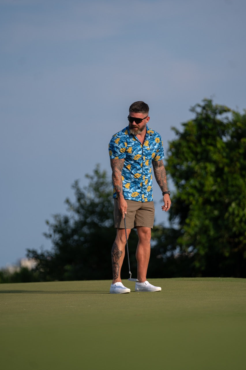 Tiger Stripe Blue Button-up