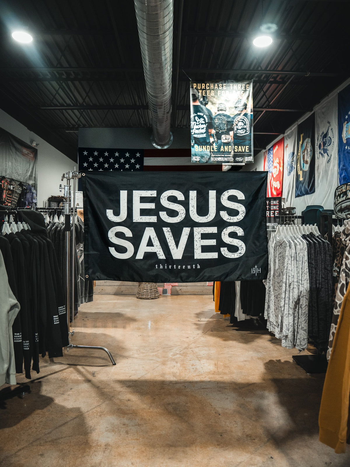 Jesus Saves Flag - Black