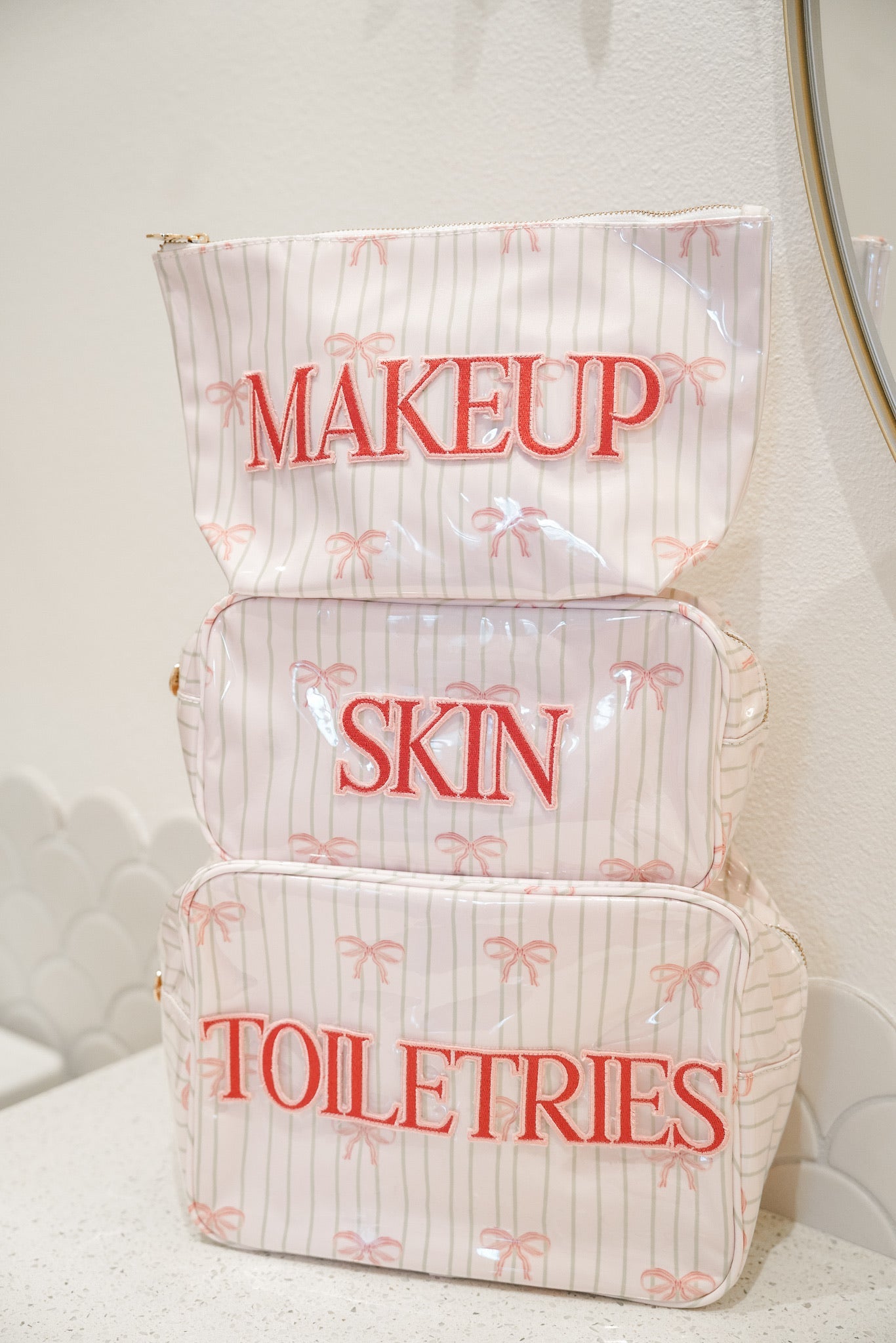 Toiletries - Pink Ribbons Clear Coat XL Bag