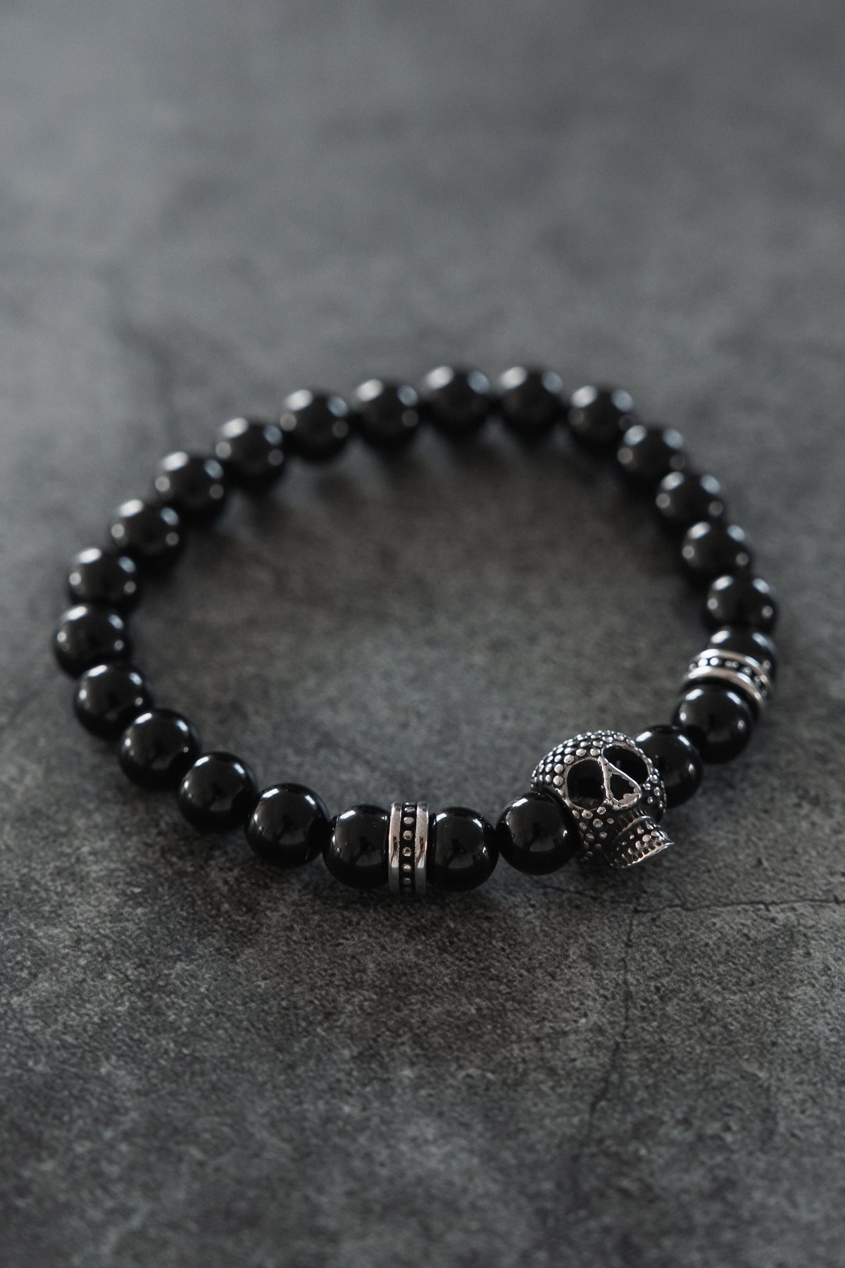 Day of the Dead Black Bead Bracelet