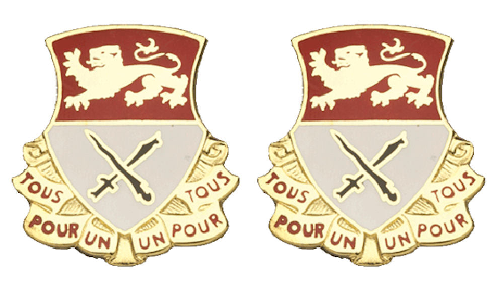 15th Cavalry Distinctive Unit Insignia - Pair - Tous Pour Un Un Pour Tous