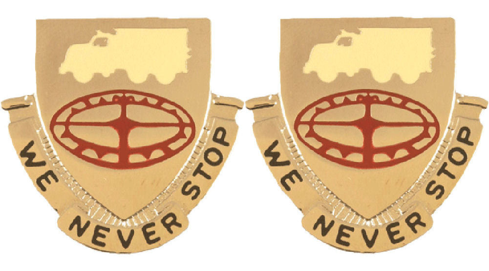 49th Transportation Center Division Distinctive Unit Insignia - Pair - We Never Stop