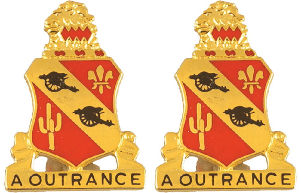 112th Field Artillery Distinctive Unit Insignia - Pair - A OUTRANCE