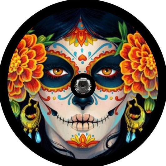 DÃa de los Muertos Colorful Sugar Skull Spare Tire Cover