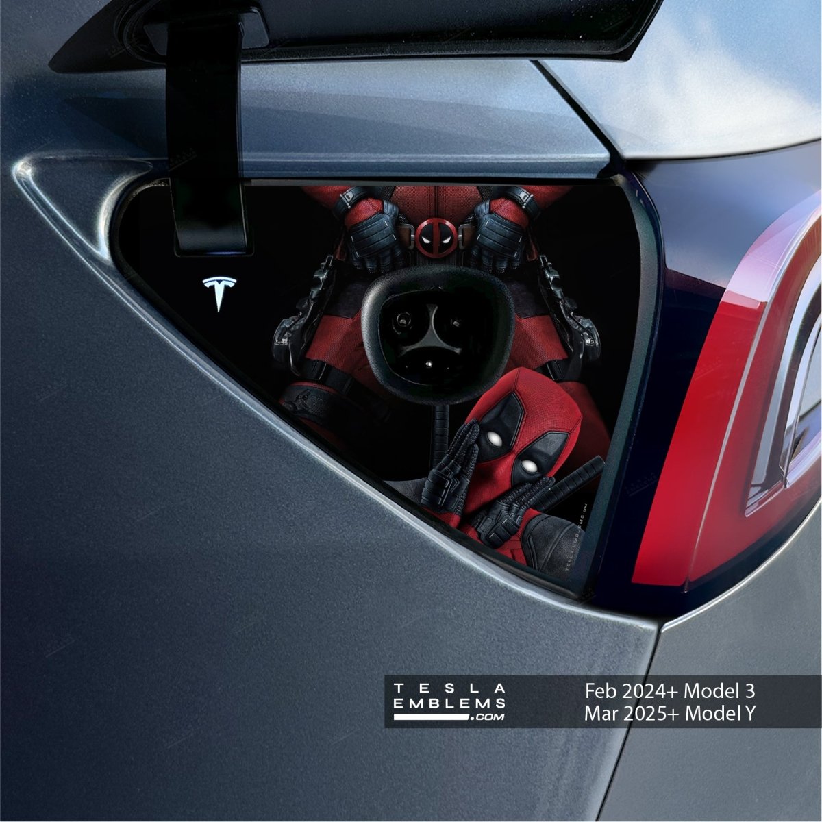 Deadpool Watt-a Package Tesla Charge Port Wrap | Model Y