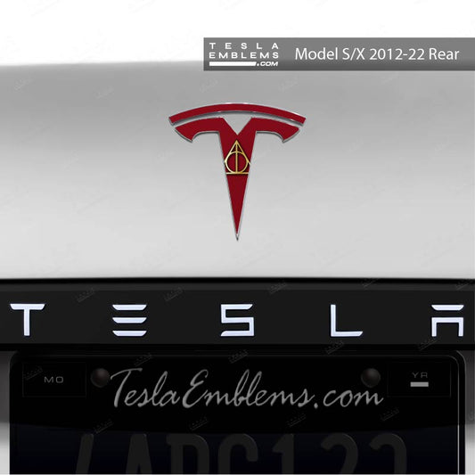 Deathly Hallows Tesla Emblem Decals (Front + Back) | Model X