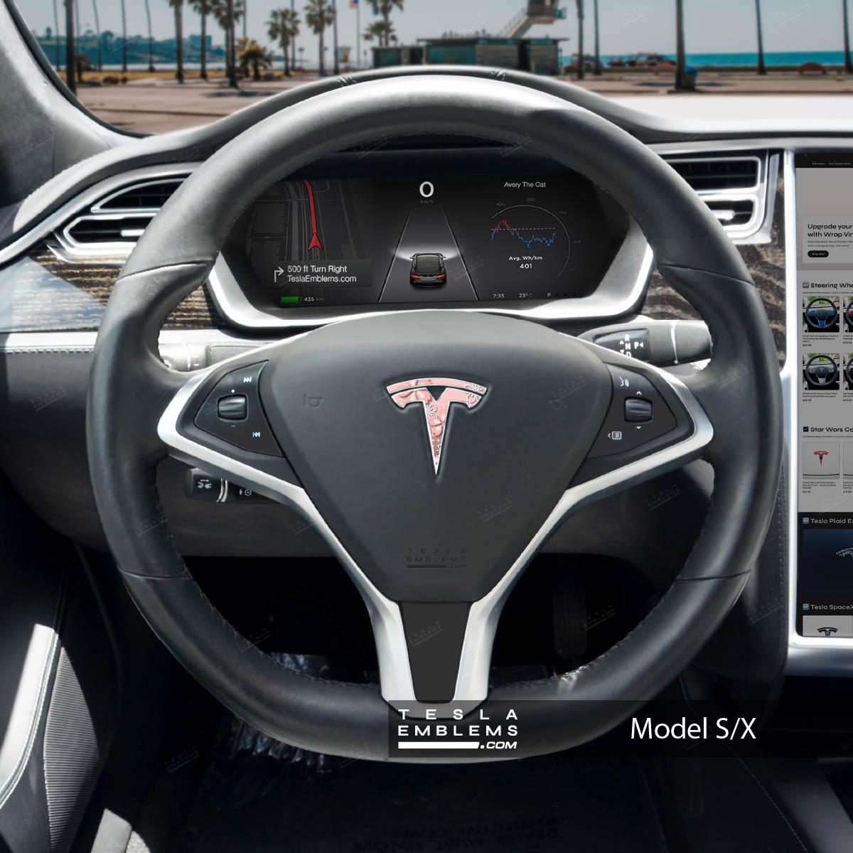 Demon Slayer Nezuko Tesla Steering Wheel Emblem Decal | Model S