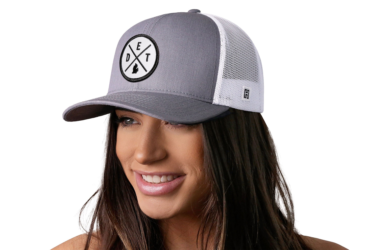 Detroit Trucker Hat | Gray-White DET X Snapback