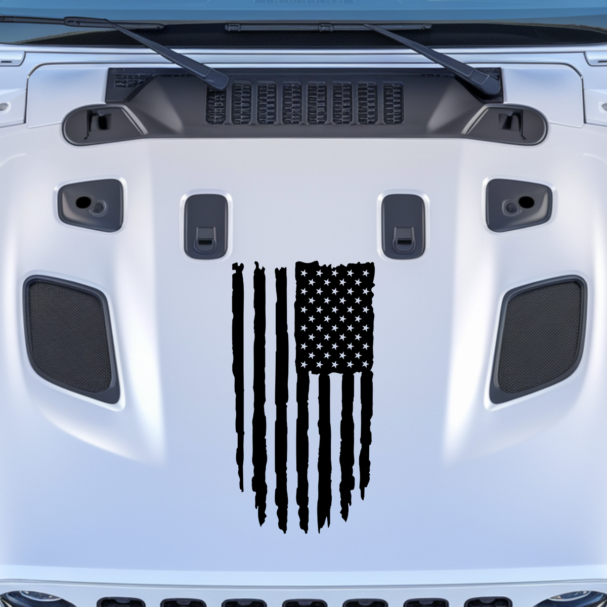 Distressed Flag Hood Decal Style 1