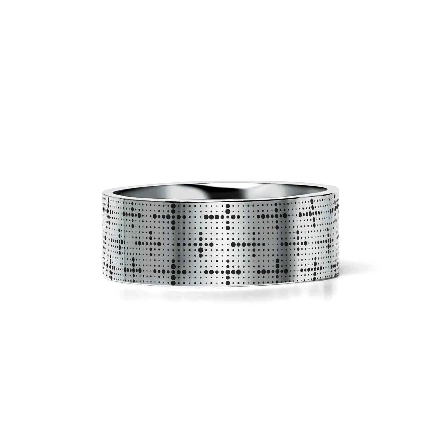 DOTTED CROSSES on Flat Tungsten Carbide Ring