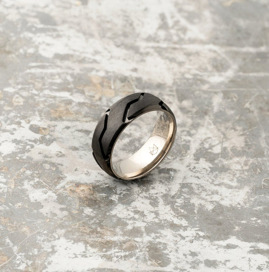 Titanium Ring - Black Striker