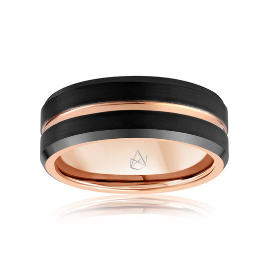 Black Tungsten Ring Rose Gold Infinity