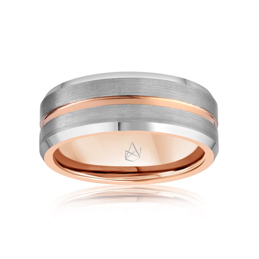 Silver Tungsten Ring Rose Gold Infinity