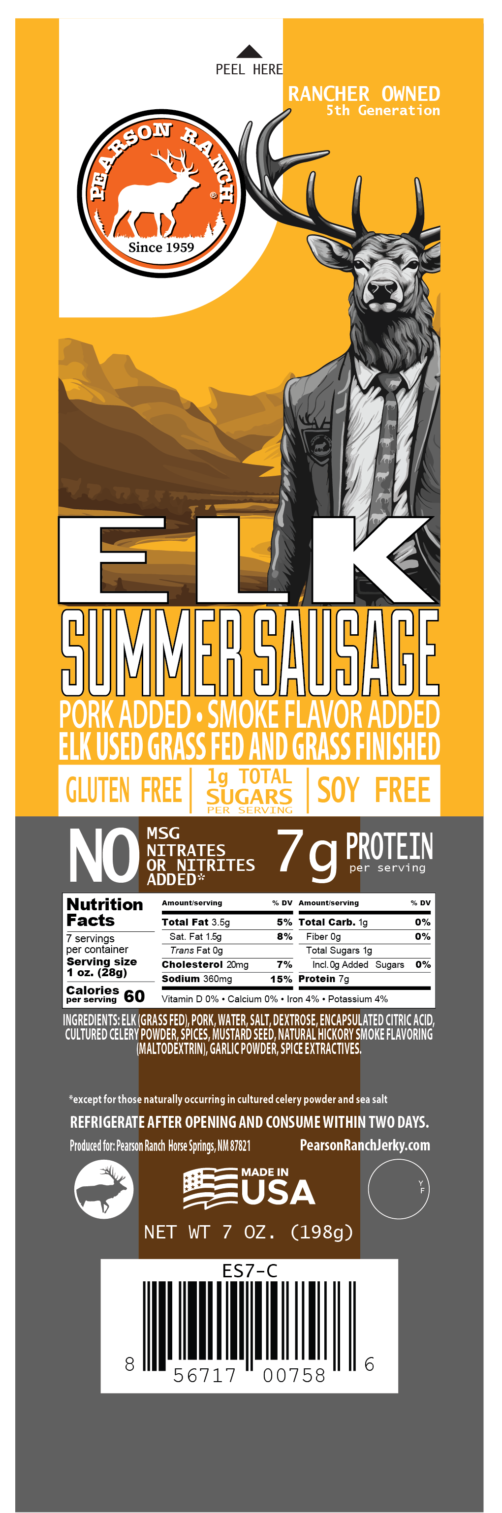 Elk Hickory Smoked Summer Sausage (7 oz.)