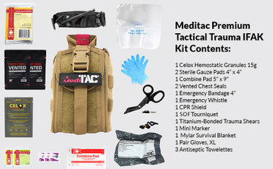 Premium Tactical IFAK Kit w Rip-Away Velcro, SOF Tourniquet & CELOX