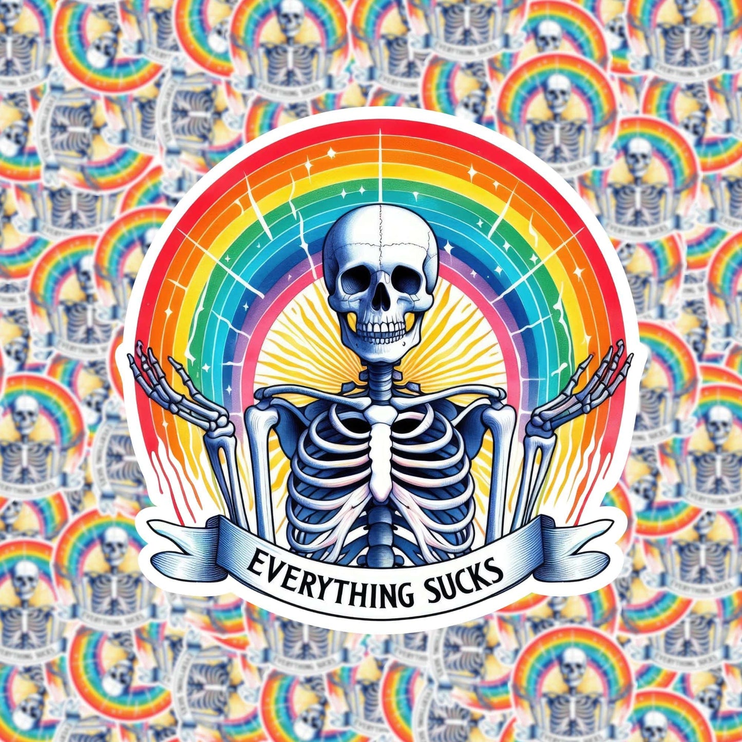 Everything Sucks Skeleton Sticker